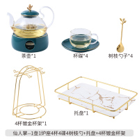 欧式陶瓷下午茶花果茶杯水果茶具烘焙精灵家用花茶壶套装带过滤蜡烛加热 仙人掌16件套含托盘+架子(送蜡烛+杯刷)