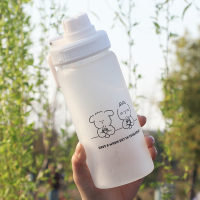 水杯简约清新森系网红泡茶杯烘焙精灵女学生杯子泫雅风玻璃杯 吸管猫狗联盟500ML