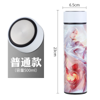 智能测温保温杯个性定制照片烘焙精灵水杯印logo男女学生创意潮流diy杯子 白色(普通盖)+杯刷