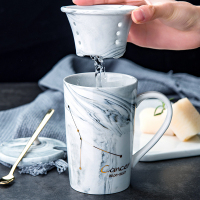 创意过滤茶漏陶瓷杯子个性烘焙精灵潮流星座马克杯带盖勺咖啡杯家用喝水杯 巨蟹座—普通包装