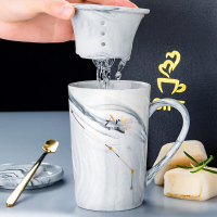 创意过滤茶漏陶瓷杯子个性烘焙精灵潮流星座马克杯带盖勺咖啡杯家用喝水杯 白羊座—礼盒包装