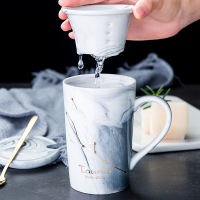 创意过滤茶漏陶瓷杯子个性烘焙精灵潮流星座马克杯带盖勺咖啡杯家用喝水杯 金牛座—普通包装