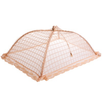 可折叠饭菜罩子食物防苍蝇盖菜罩长方形遮菜伞罩饭桌餐桌罩 方形格子50*70cm