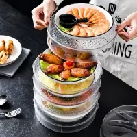 家用保温菜罩餐桌罩防尘烘焙精灵五层剩菜碗饭菜罩子防蚊收纳多层罩子 1高+1矮+1盖子+1保温底座[升级款]