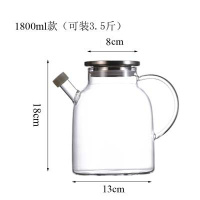 容量厨房用品油壶日式烘焙精灵防漏大油瓶玻璃家用大号食用油罐蜂蜜罐 1.8升(不锈钢盖款)3.5斤