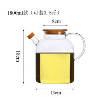容量厨房用品油壶日式烘焙精灵防漏大油瓶玻璃家用大号食用油罐蜂蜜罐 1.8升(竹木盖款)3.5斤