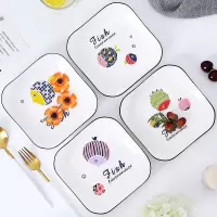4个装陶瓷方盘菜盘北欧ins家用烘焙精灵创意餐具早餐盘日式意面深盘凉菜碟 方形盘(泡泡鱼)4个装