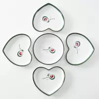 拼盘子套装组合菜盘家用陶瓷烘焙精灵分格爱心创意碟子网红年夜饭摆盘餐具 牛油果爱心拼盘(4个7.5英寸心盘+8英寸深盘)