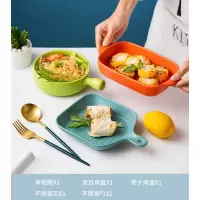 北欧焗饭烤盘网红烤箱烘培烘焙精灵柄碗泡面碗沙拉碗创意福袋陶瓷餐具套装 彩色五件套006(如图)
