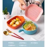 北欧焗饭烤盘网红烤箱烘培烘焙精灵柄碗泡面碗沙拉碗创意福袋陶瓷餐具套装 彩色五件套011(如图)
