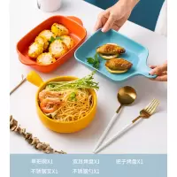 北欧焗饭烤盘网红烤箱烘培烘焙精灵柄碗泡面碗沙拉碗创意福袋陶瓷餐具套装 彩色五件套012(如图)