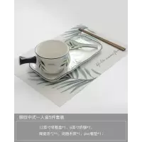 日式早餐餐具陶瓷家用碗碟烘焙精灵创意个性可爱网红手把碗一人食碗盘套装 中餐柳纹一人食5件套