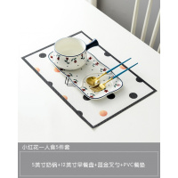 日式早餐餐具陶瓷家用碗碟烘焙精灵创意个性可爱网红手把碗一人食碗盘套装 西餐小红花一人食5件
