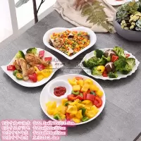 纯白陶瓷菜盘子家用创意餐具套装烘焙精灵 西餐盘牛排盘异形早餐碗盘组合 8正方闪电10香叶9桃心汤10子母