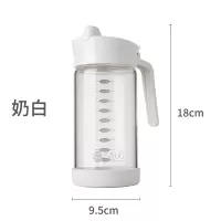 厨房玻璃油壶防漏油带刻度烘焙精灵大号装油瓶家用醋壶创意酱油瓶醋瓶 升级款奶白小号(480ml)