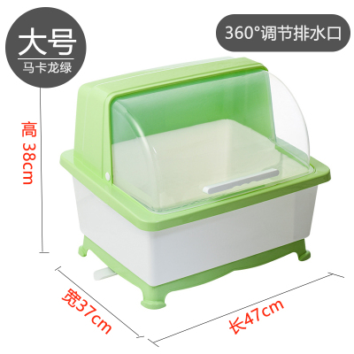 厨房碗架碗柜碗筷烘焙精灵收纳盒放碗碟沥水装碗箱带盖灶台厨具置物架 单层马卡龙绿色