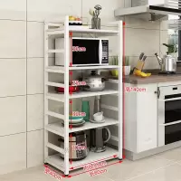 厨房落地置物架收纳架微波炉烤箱烘焙精灵调味料厨具多层省空间储物角架木 加固5层白+白板层距可调节