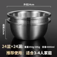 不锈钢漏盆洗菜盆家用烘焙精灵淘米筛沥水盆厨房菜盆滤沥水篮盆子 24盆+24漏