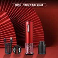 全自动红酒开瓶器家用创意葡萄酒烘焙精灵电动启瓶器多功能瓶起子酒具 [体验价]钢炮不锈钢[充电款红]+抽塞+原配割锡刀
