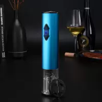 创意电动红酒开瓶器全自动烘焙精灵葡萄酒起瓶器套装家用充电式启子 电池款缤纷蓝/送电池+塞+倒酒器+割纸刀
