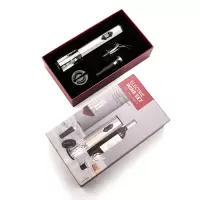 创意电动红酒开瓶器全自动烘焙精灵葡萄酒起瓶器套装家用充电式启子 电池款银色礼盒套装