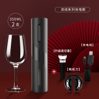 酒具开瓶器红酒开瓶器自动烘焙精灵开瓶器电动红酒开瓶器家用 2酒杯+充电流线系黑色+割纸器+塞(升级款)