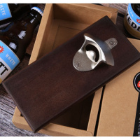 网红同款冰箱贴磁铁开瓶器高级木质创意啤酒瓶盖吸铁石起子扳手 深色[精美包装]