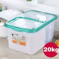 厨房家用50斤装米桶双格加厚储烘焙精灵米箱密封防虫防潮米缸面粉收纳盒 透明绿40斤