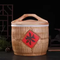 陶瓷米桶米缸家用烘焙精灵带盖10斤20斤装防潮虫储米箱水缸油缸密封 20斤-米字送底座密封圈