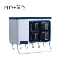 筷子筒壁挂式沥水筷笼筷篓烘焙精灵家用多功能置物架托挂钩餐具勺子收纳盒 白色+蓝色