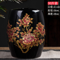 米桶防虫防潮密封桶装米箱面粉烘焙精灵储存罐家用20斤50斤装陶瓷带盖 PW-30斤锦上添花凳子米缸黑色