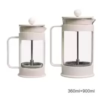 法压壶玻璃咖啡过滤器烘焙精灵冲茶器法式滤压壶手冲家用咖啡壶 套玻璃法压壶(白色360ml+白色900ml)套装