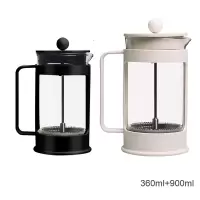 法压壶玻璃咖啡过滤器烘焙精灵冲茶器法式滤压壶手冲家用咖啡壶 套玻璃法压壶(黑色360ml+白色900ml)套装