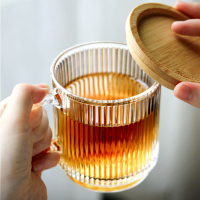 家用透明玻璃杯带盖日式烘焙精灵手工玻璃咖啡杯加厚简约泡茶杯冷饮果汁杯 加厚玻璃杯