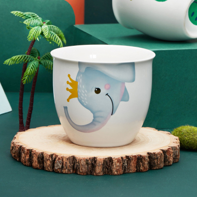 卡通动物创意可爱大容量烘焙精灵动物陶瓷喝水早餐杯咖啡杯 可爱大象