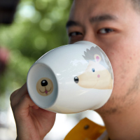 卡通动物创意可爱大容量烘焙精灵动物陶瓷喝水早餐杯咖啡杯 可爱小刺猬