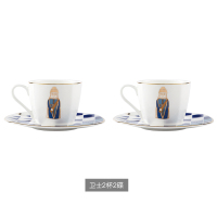 金边咖啡杯碟套装欧式烘焙精灵小下午茶杯子小精致 卫士2杯2碟(送咖啡勺2个+专属礼盒2个)