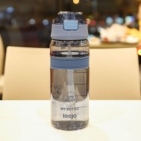 ins网红大人少女心随手杯烘焙精灵成人儿童带吸管可爱水杯子孕妇产妇 蓝色700ml透明款