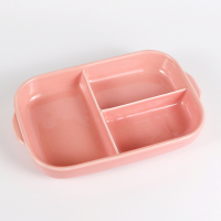 儿童分格餐盘 减脂餐盘分隔盘烘焙精灵陶瓷早餐盘三格盘分餐盘 宝宝餐具 粉色