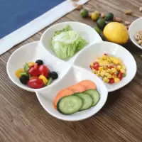纯白陶瓷盘四格烘焙精灵拼盘家用饭盘餐盘餐饮分格盘 10寸四格盘.规格22*22*3