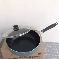 煎锅炒锅麦饭石色烘焙精灵不粘锅电磁炉厚 墨蓝色28cm+盖
