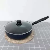 煎锅炒锅麦饭石色烘焙精灵不粘锅电磁炉厚 藏青色26cm(预售要等)+盖