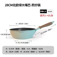 麦饭石不粘锅炒锅小炒锅烘焙精灵小炒菜锅电磁炉锅专用单人平底锅家用小号 28cm加厚北欧绿(无盖)