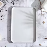 创意日式盘子竹纤维长方形烘焙精灵托盘家用大号简约西餐盘北欧茶水杯托盘 灰色[大号]
