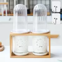 创意陶瓷防尘筷子筒带盖子烘焙精灵筷子笼透气挂壁式快篓大号沥水筷筒 太阳花双筒大号竹木