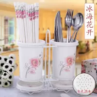 陶瓷筷子筒筷子盒 烘焙精灵沥水筷子笼筷子架 厨房筷筒子创意筷子盒家用 冰海花开-双筒