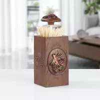 鹿牙签盒创意自动按压式烘焙精灵弹出轻奢北欧ins家用客厅牙签筒简约 松果款按压牙签盒