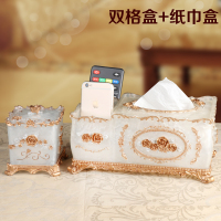欧式牙签盒棉签盒收纳盒创意牙签筒烘焙精灵 客厅家用棉签盒收纳整理 珍白贵族双格盒+白香槟纸巾盒