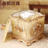 欧式牙签盒棉签盒收纳盒创意牙签筒烘焙精灵 客厅家用棉签盒收纳整理 香槟玫瑰双格盒