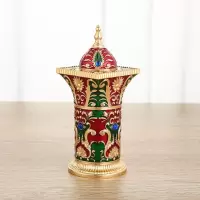 欧式牙签筒盒个性创意家用烘焙精灵可爱按压式自动弹出ins 金红绿罗马柱